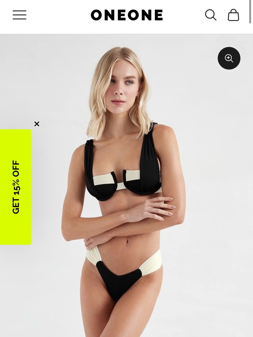 Black & Cream Two-Tone Triangle Bikini Set